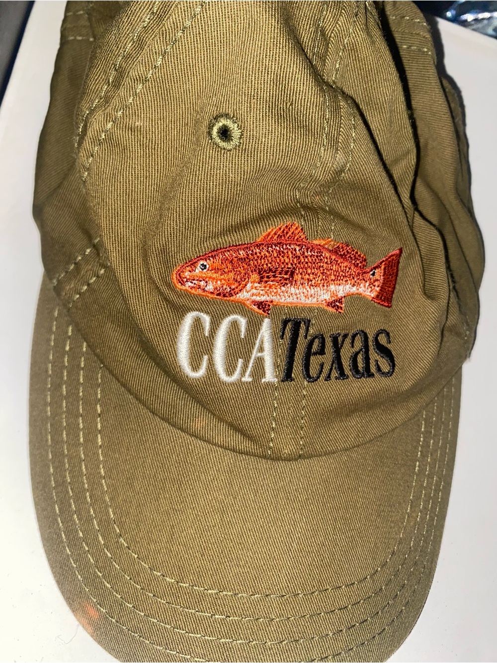 Khaki Fish Embroidered Baseball Cap